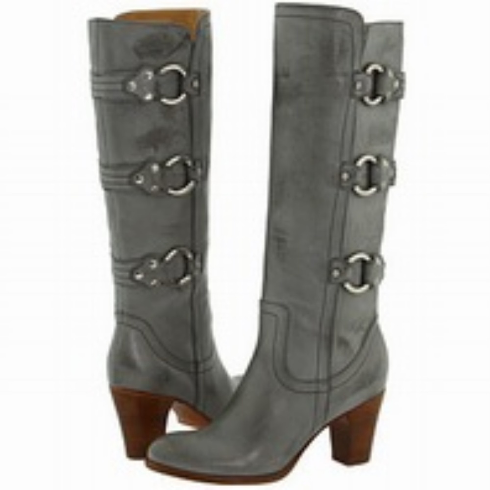 Frye Slate 3 Strap Heeled Leather Boots SZ 6.5 M